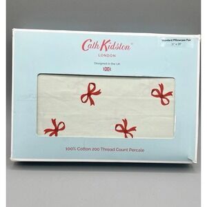 Cath Kidston London Sage Ruby‎ Bow Print Standard Pillowcase Pair 21"x27" NIB